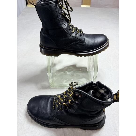 Dr. Martens 1460 Panel Y Ladies 7 Plaid Lined Black Combat Boots Modern Craft main image 4